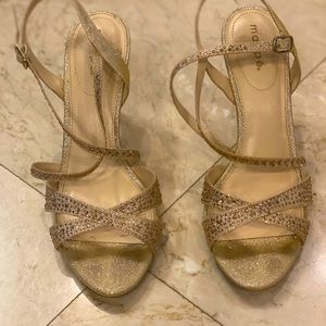 Maripe size 9.5 strappy gold beaded heel